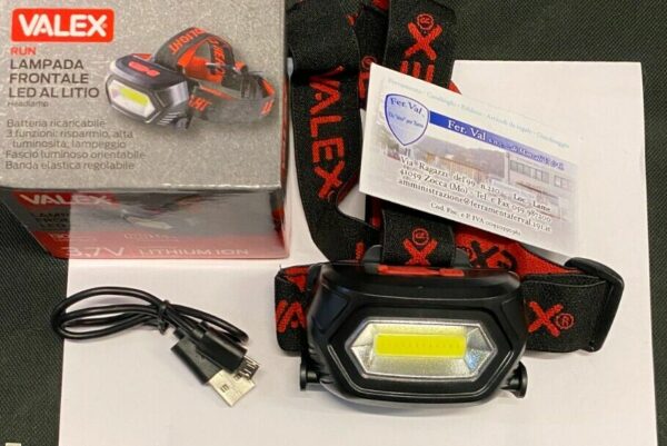 LAMPADA FRONTALE LED RICARICABILE AL LITIO 130 LUMEN LUMINOSITA'3,7V COD.1152268