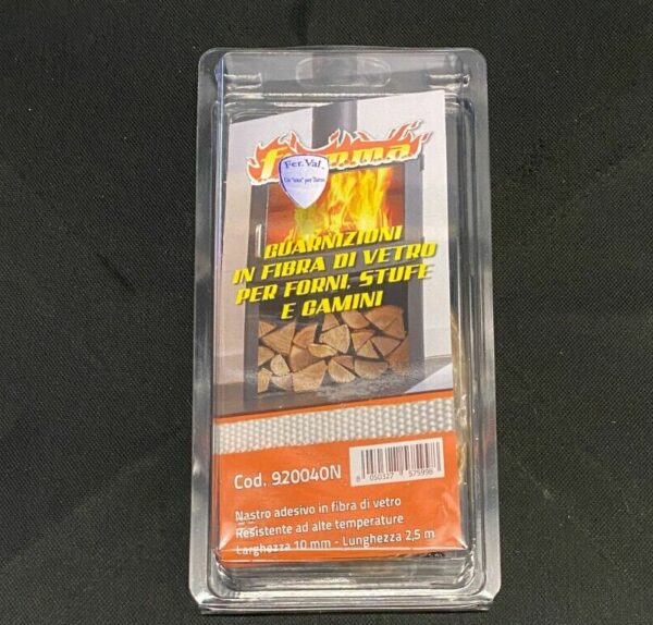 PIATTINA ADESIVA PER VETRO STUFA CAMINI FORNI MM.10X2 LUNGHEZZA 2,5MT COD.630998
