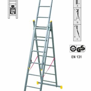 SCALA ALLUMINIO TRIPLA MAURER 3X7 SVILUPPO 4,26 PESO MAX 150 KG. COD.FI95822