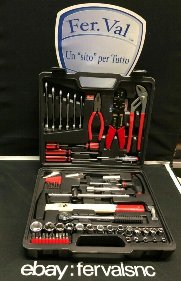 UTENSILI IN VALIGETTA 100 PEZZI KIT CHIAVI CACCIAVITI BUSSOLE VALEX COD. 1980032